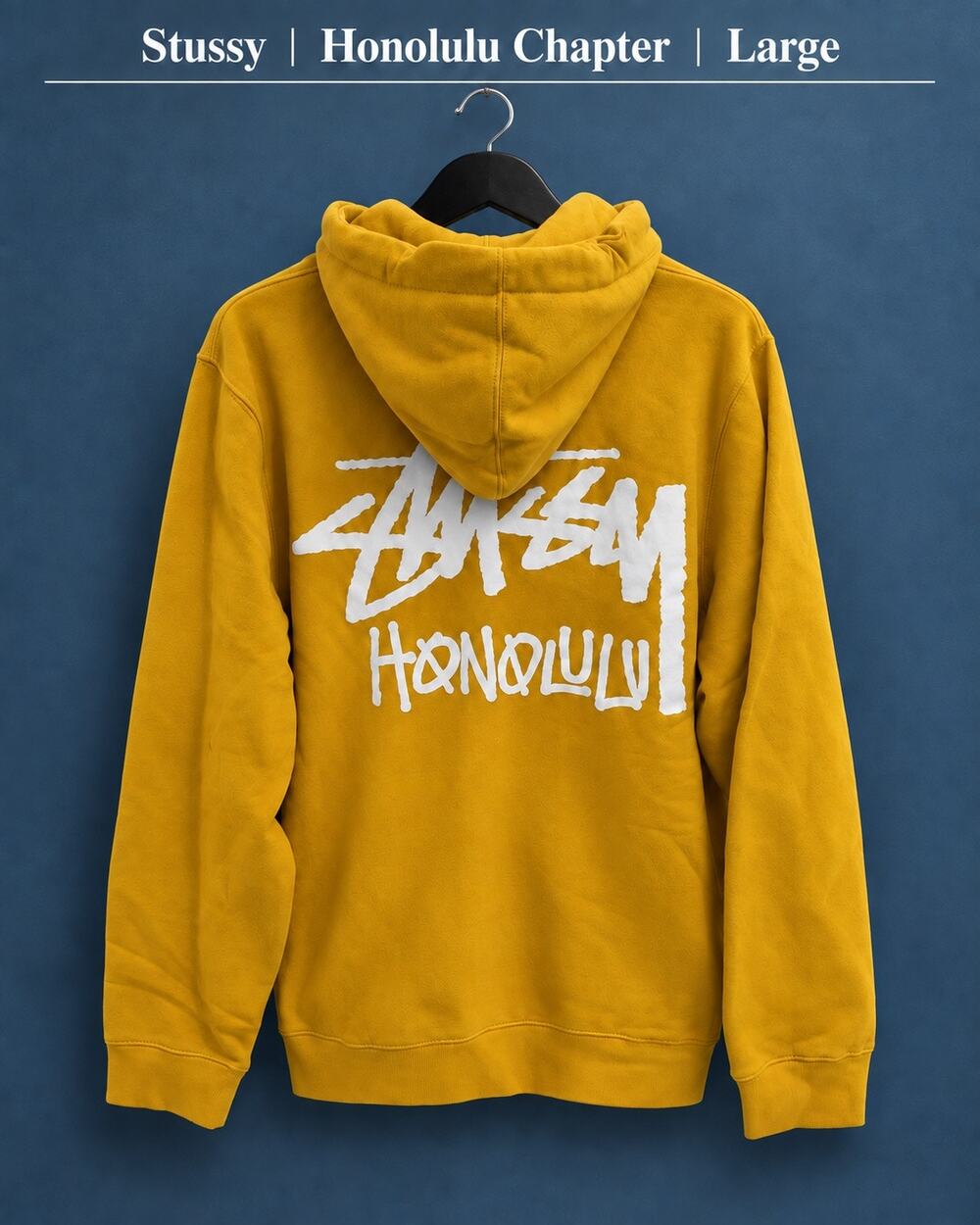 Stüssy Honolulu Chapter Full Zip Hoodie Mustard Yellow Large NWOT